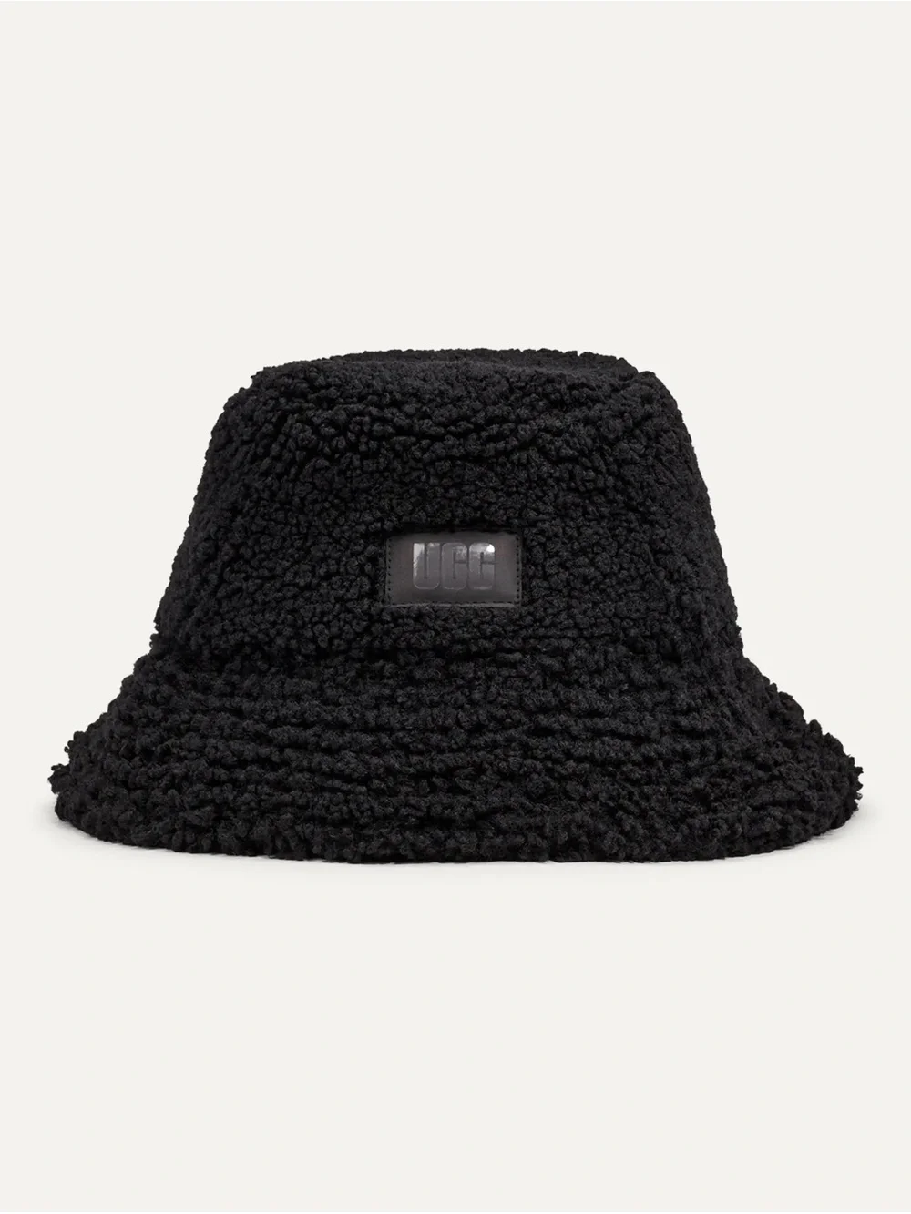 UGG Black Sherpa Bucket Hat with Logo Patch